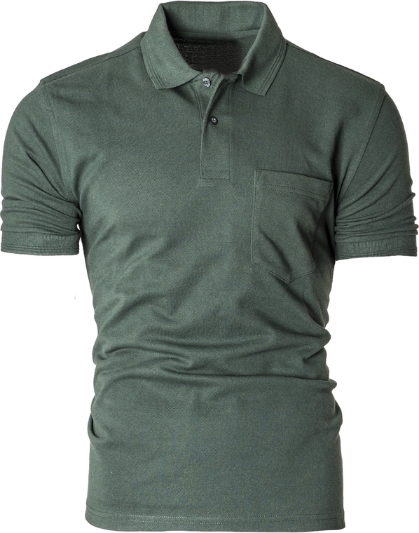 Zielona koszulka polo Risardi z krótkim rękawem z tkaniny