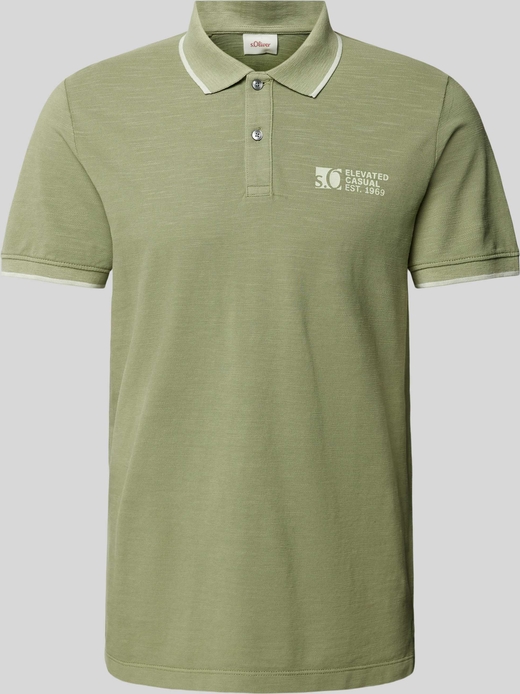 Zielona koszulka polo S.Oliver z bawełny z krótkim rękawem