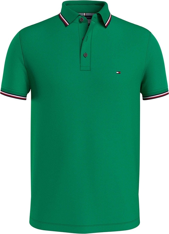 Zielona koszulka polo Tommy Hilfiger w stylu casual z krótkim rękawem