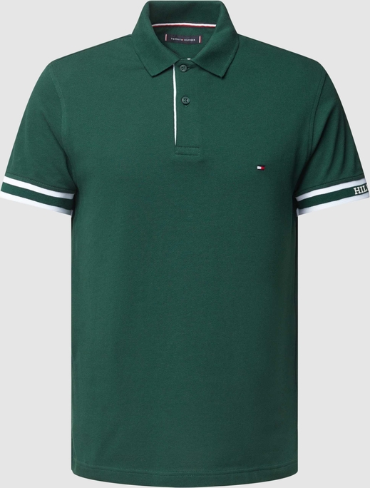 Zielona koszulka polo Tommy Hilfiger w stylu casual z krótkim rękawem z bawełny