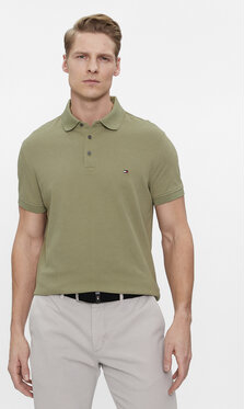 Zielona koszulka polo Tommy Hilfiger z krótkim rękawem w stylu casual