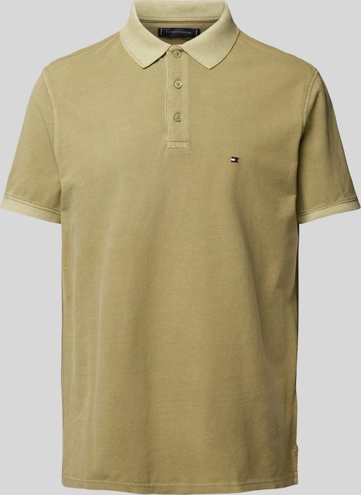 Zielona koszulka polo Tommy Hilfiger z krótkim rękawem z bawełny