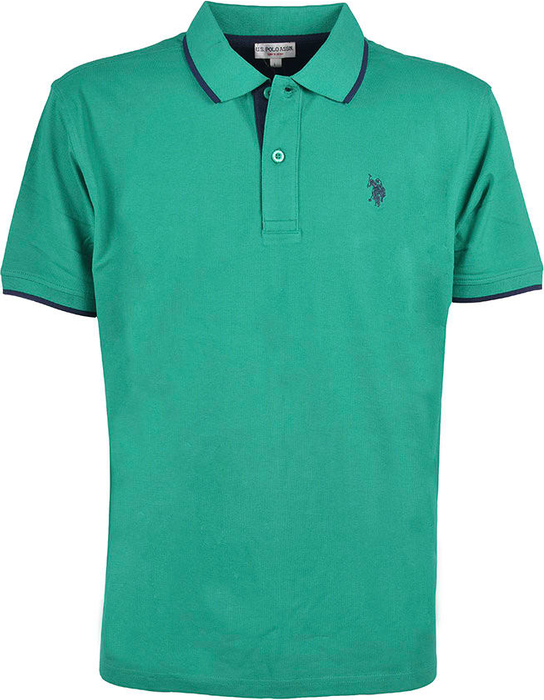 Zielona koszulka polo U.S. Polo w stylu casual z krótkim rękawem