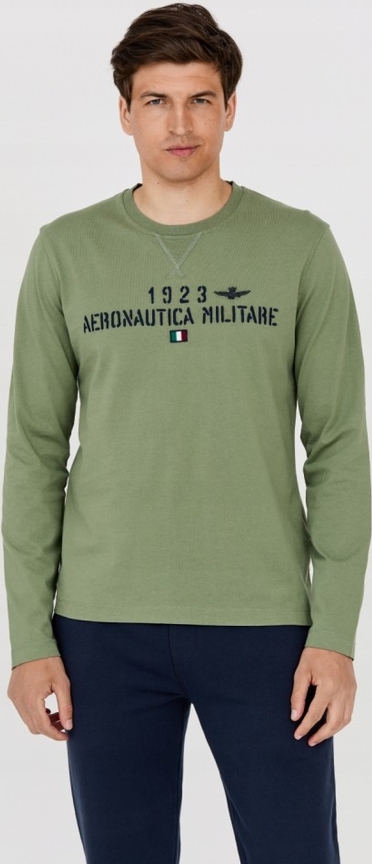 Zielona koszulka z długim rękawem Aeronautica Militare