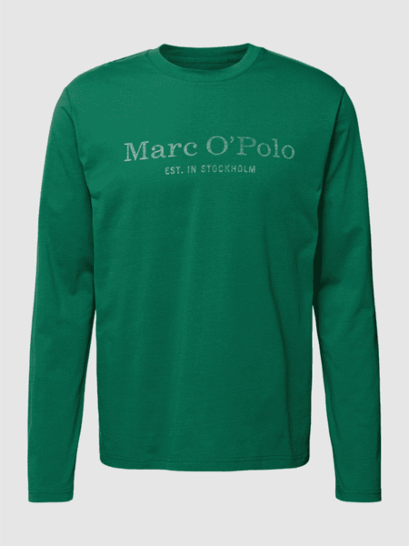 Zielona koszulka z długim rękawem Marc O'Polo z długim rękawem z bawełny
