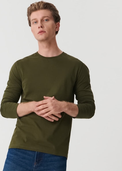 Zielona koszulka z długim rękawem Sinsay z długim rękawem w stylu casual