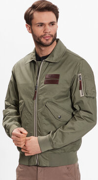 Zielona kurtka Aeronautica Militare krótka w stylu casual