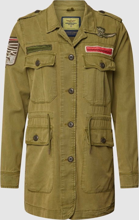 Zielona kurtka Aeronautica Militare z bawełny długa w stylu casual