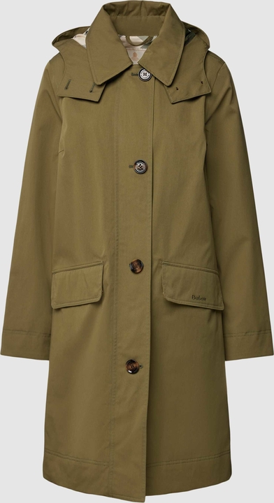 Zielona kurtka Barbour z kapturem z bawełny długa