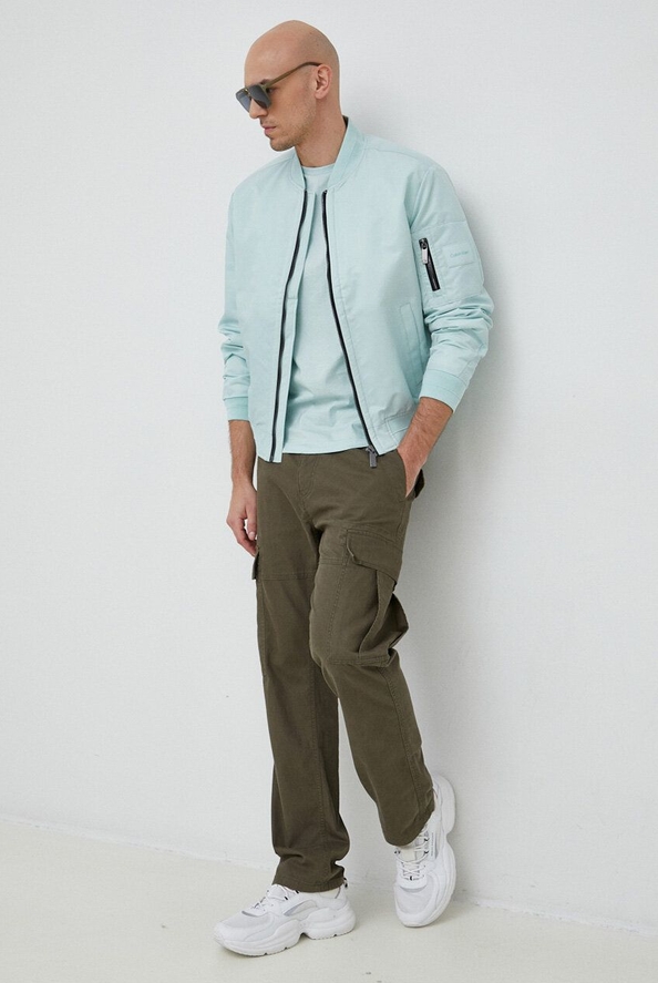 Zielona kurtka Calvin Klein krótka w stylu casual