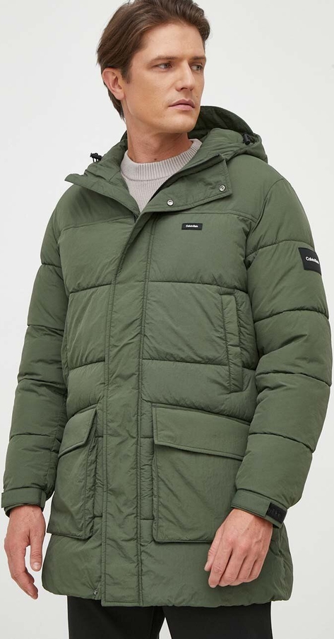 Zielona kurtka Calvin Klein w stylu casual długa