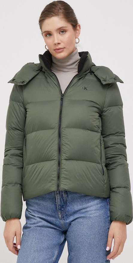 Zielona kurtka Calvin Klein w stylu casual z kapturem krótka