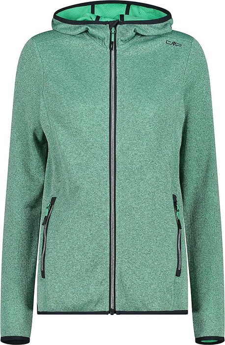 Zielona kurtka CMP z kapturem w stylu casual z polaru