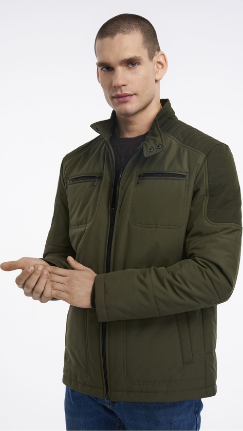 Zielona kurtka Ochnik krótka z tkaniny w stylu casual