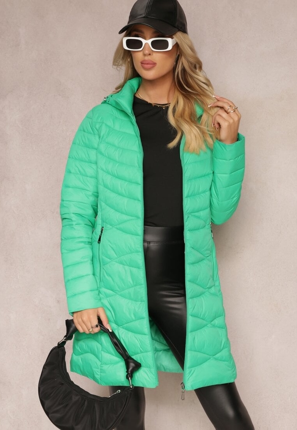 Zielona kurtka Renee krótka w stylu casual