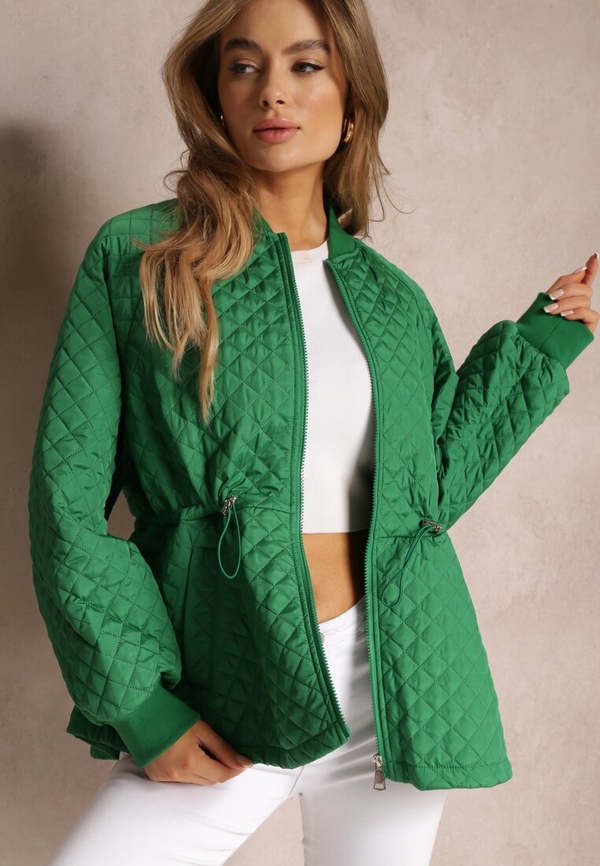 Zielona kurtka Renee w stylu casual bez kaptura krótka