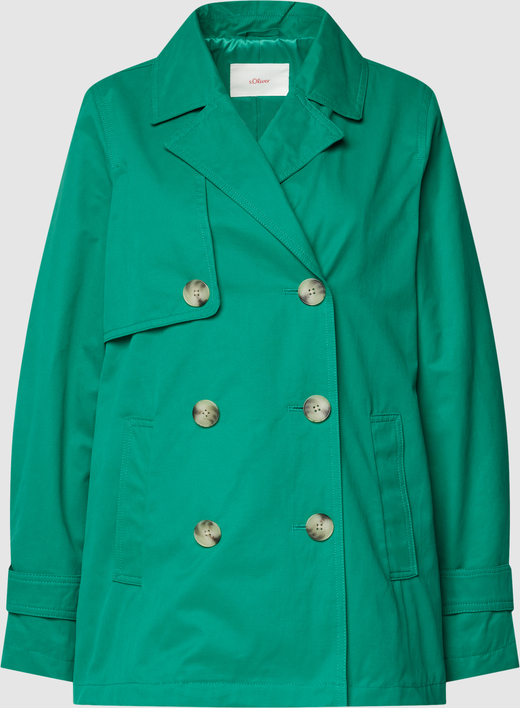 Zielona kurtka S.Oliver z bawełny krótka w stylu casual