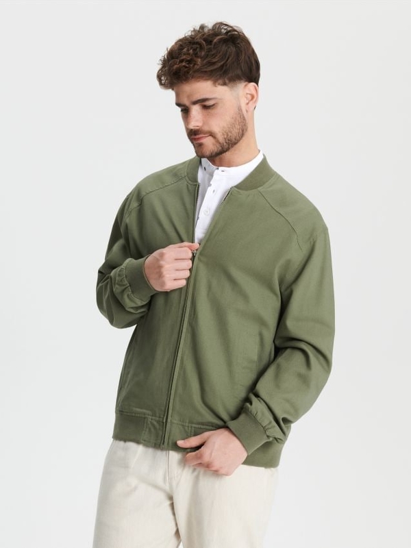 Zielona kurtka Sinsay w stylu casual z lnu