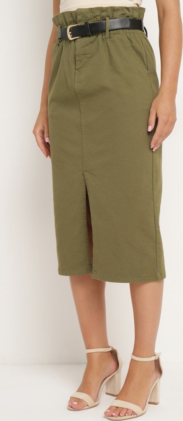 Zielona spódnica born2be w stylu casual midi z bawełny