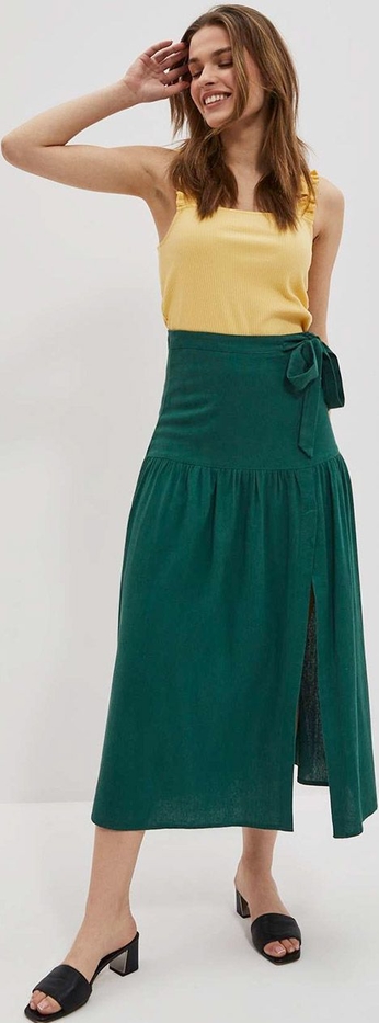 Zielona spódnica Moodo.pl midi z tkaniny w stylu casual