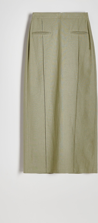 Zielona spódnica Reserved midi z lnu