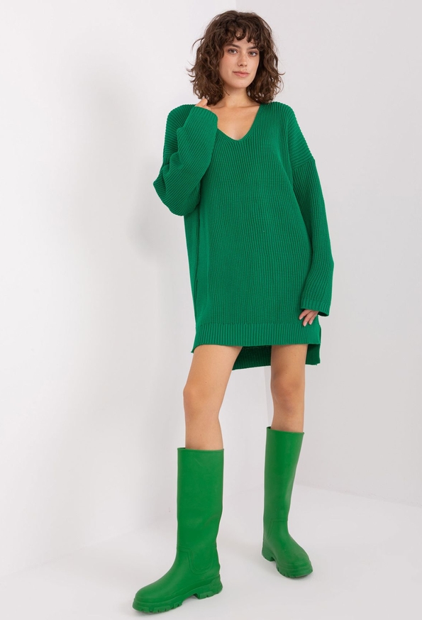 Zielona sukienka 5.10.15 w stylu casual z dekoltem w kształcie litery v mini