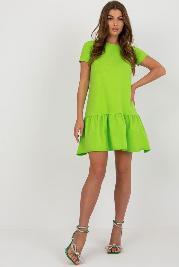 Zielona sukienka 5.10.15 w stylu casual z okrągłym dekoltem mini