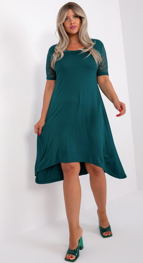 Zielona sukienka 5.10.15 z krótkim rękawem dla puszystych
