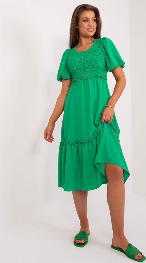 Zielona sukienka 5.10.15 z krótkim rękawem z okrągłym dekoltem