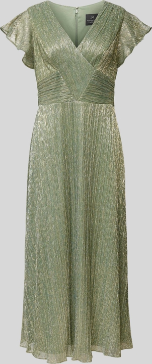 Zielona sukienka Adrianna Papell z krótkim rękawem midi z dekoltem w kształcie litery v