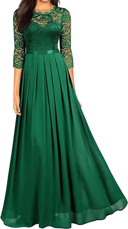 Zielona sukienka Arilook z długim rękawem z okrągłym dekoltem