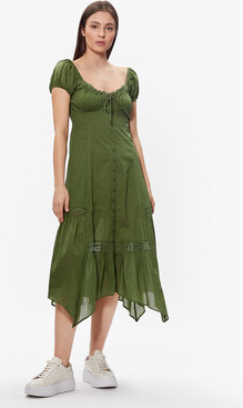 Zielona sukienka Bdg Urban Outfitters midi z dekoltem w kształcie litery v