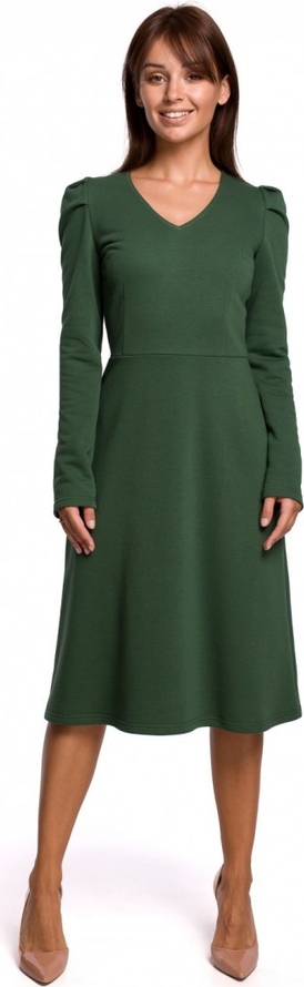 Zielona sukienka Be z długim rękawem