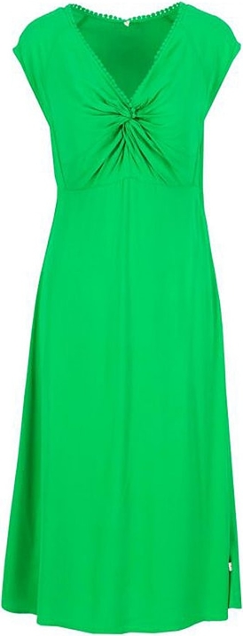 Zielona sukienka blutsgeschwister z dekoltem w kształcie litery v maxi z krótkim rękawem