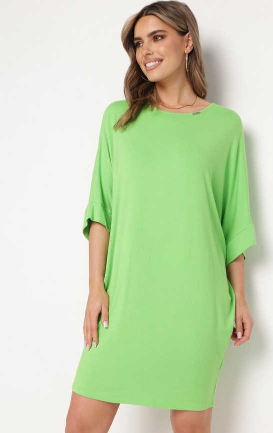 Zielona sukienka born2be w stylu casual mini prosta