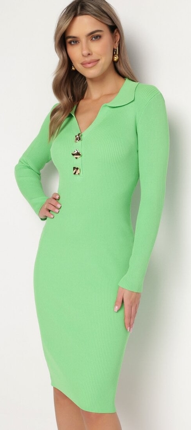 Zielona sukienka born2be w stylu klasycznym