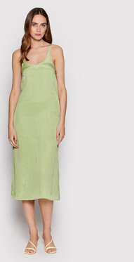 Zielona sukienka Calvin Klein z dekoltem w kształcie litery v midi w stylu casual