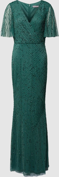 Zielona sukienka Christian Berg z dekoltem w kształcie litery v maxi dopasowana