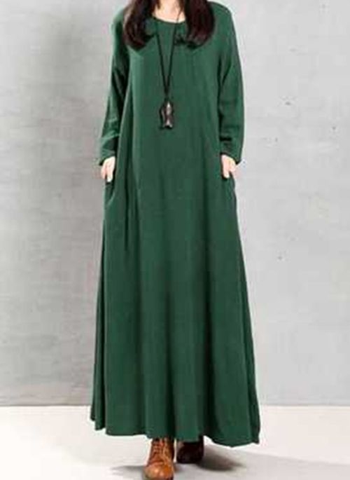 Zielona sukienka Cikelly z okrągłym dekoltem