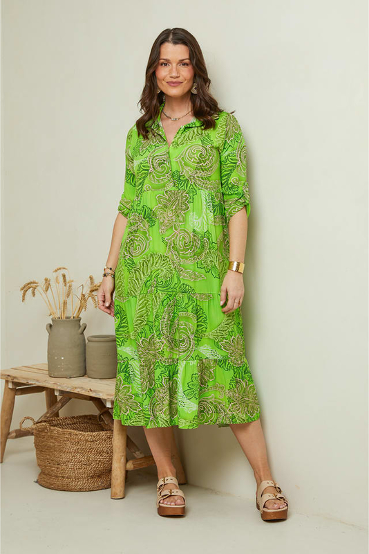 Zielona sukienka Curvy Lady z dekoltem w kształcie litery v w stylu casual oversize