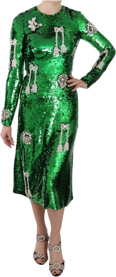 Zielona sukienka Dolce & Gabbana z jedwabiu