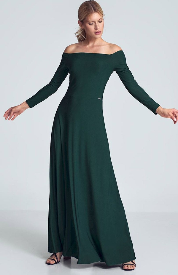 Zielona sukienka Figl hiszpanka z długim rękawem
