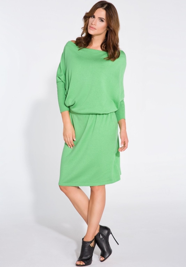 Zielona sukienka FLORENCE z lnu midi prosta