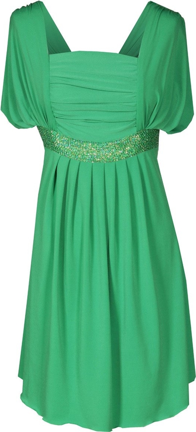 Zielona sukienka Fokus maxi z dekoltem w karo