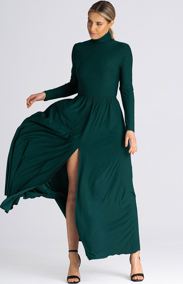 Zielona sukienka Fokus rozkloszowana w stylu casual
