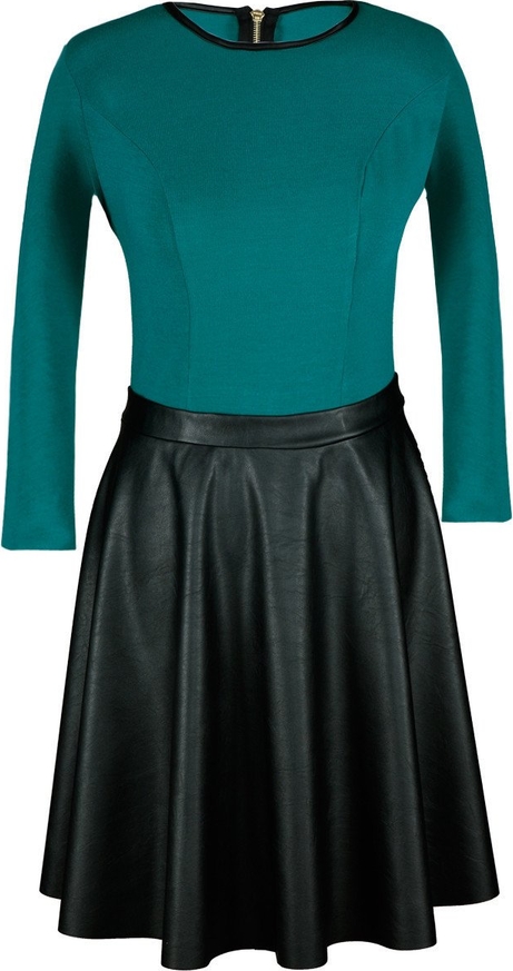 Zielona sukienka Fokus w rockowym stylu mini ze skóry