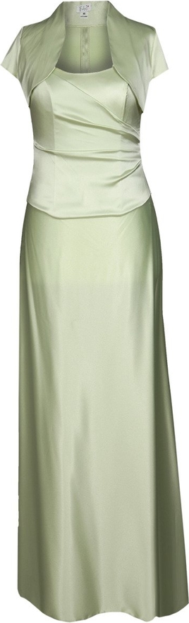 Zielona sukienka Fokus z satyny maxi z krótkim rękawem
