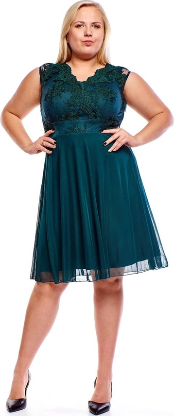 Zielona sukienka Fokus z szyfonu dla puszystych