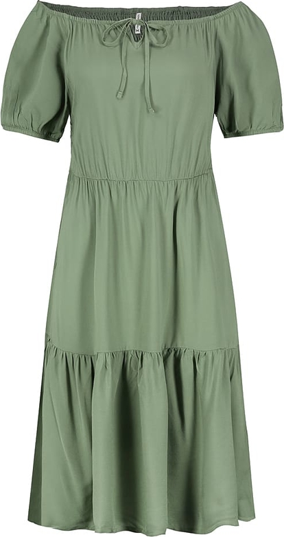 Zielona sukienka Fresh Made mini z okrągłym dekoltem w stylu casual