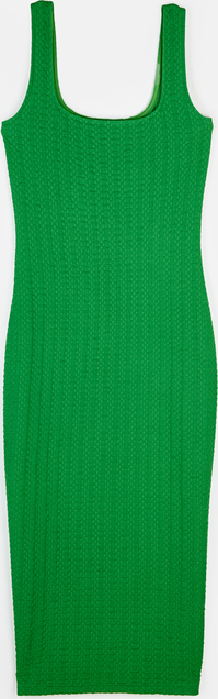 Zielona sukienka Gate bez rękawów dopasowana z okrągłym dekoltem